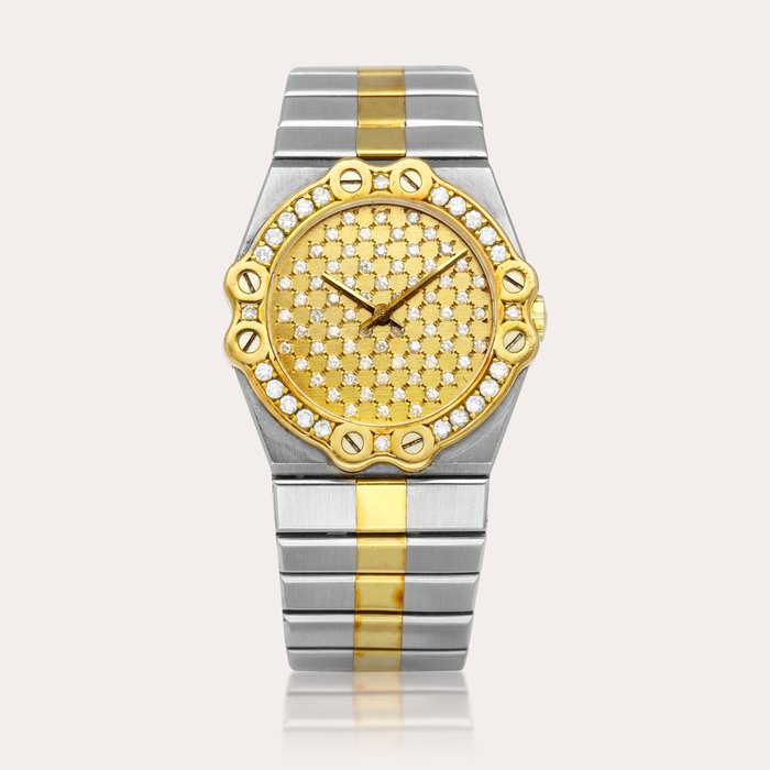 Chopard St Moritz | A yellow gold, stainless steel and diamond-set bracelet watch, Circa 1990