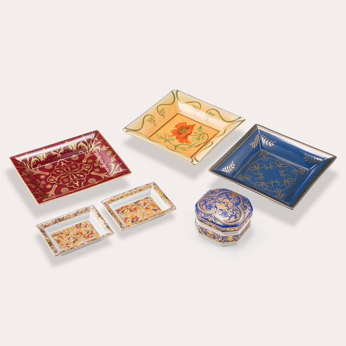 Patek Philippe Porcelain de Limoges | A set of five commemorative Limoges porcelain and enamel dishes and one bonbonniere, Circa 2000, 2002, 2007, 2012 and 2013