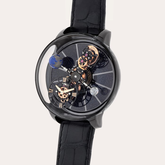 Jacob & Co. Astronomia Tourbillon 'N°1', Reference AT100.95.KN.SD.B | A limited edition ceramic, pink gold and aventurine skeletonized tourbillon wristwatch with rotation dial and diamond globe | Circa 2020