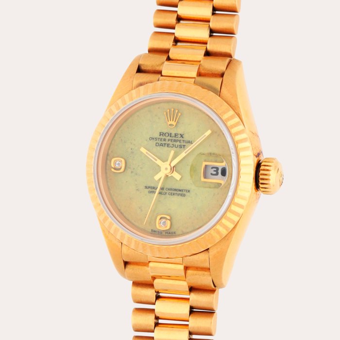 Rolex Datejust, Reference 69178 | A yellow gold wristwatch with date, bracelet and jade and diamond-set dial | Circa 1996