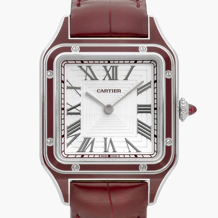 Cartier Santos-Dumont, Reference 4299 | A limited edition platinum and red lacquer wristwatch | Circa 2022