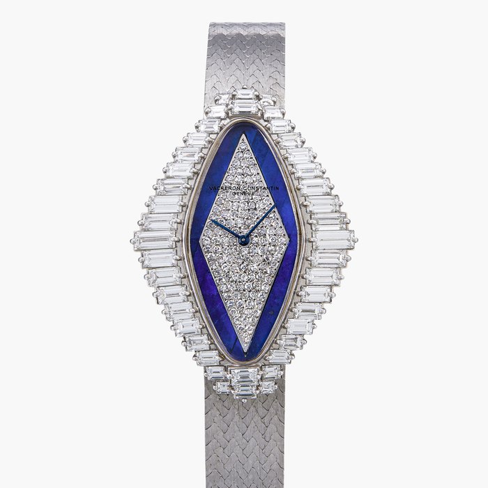 Vacheron Constantin A white gold and diamond-set bracelet watch with lapis lazuli and diamond-set dial | Circa 1950, Price & Market Data