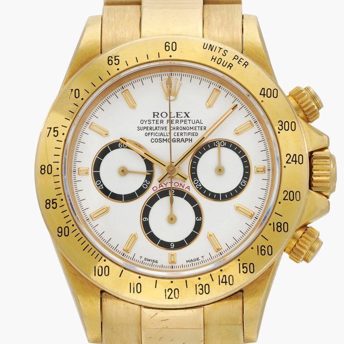 Rolex Daytona 'Inverted 6 Zenith', Reference 16528 | A yellow gold chronograph wristwatch with bracelet | Circa 1990 · 16528