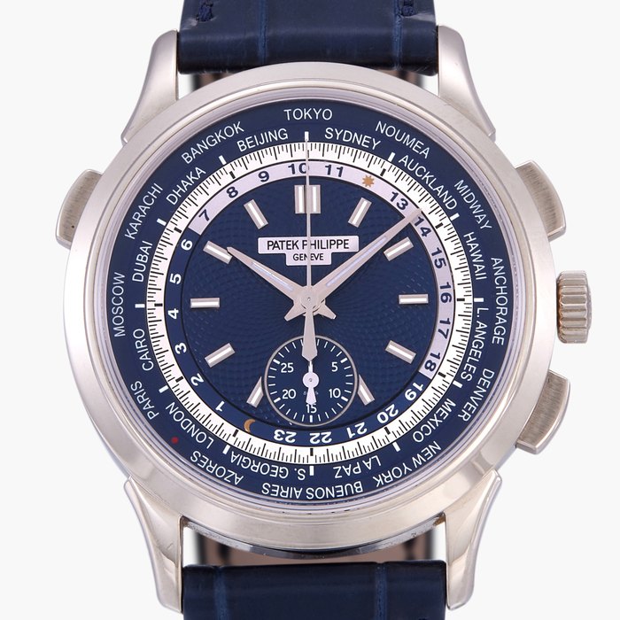 Patek Philippe World Time Chronograph, Reference 5930G-010 | A white gold world time flyback chronograph wristwatch | Circa 2022