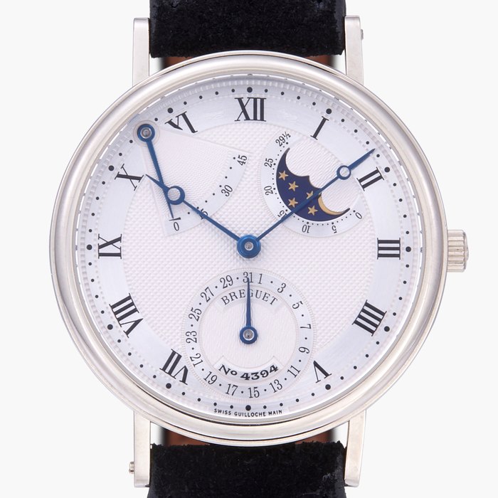 Breguet Classique, Reference 3137 | A white gold wristwatch with date, moon phases and power reserve indication | Circa 2005