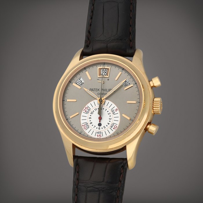 Patek Philippe Reference 5960R-001 | A pink gold annual calendar flyback chronograph wristwatch with power reserve and day and night indication | Circa 2020