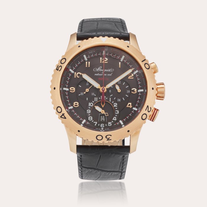 Breguet Reference 3880BR/Z2/9XV TYPE XXII | A pink gold automatic flyback chronograph wristwatch with date, dual time zone and 24-hour indication, Circa 2014