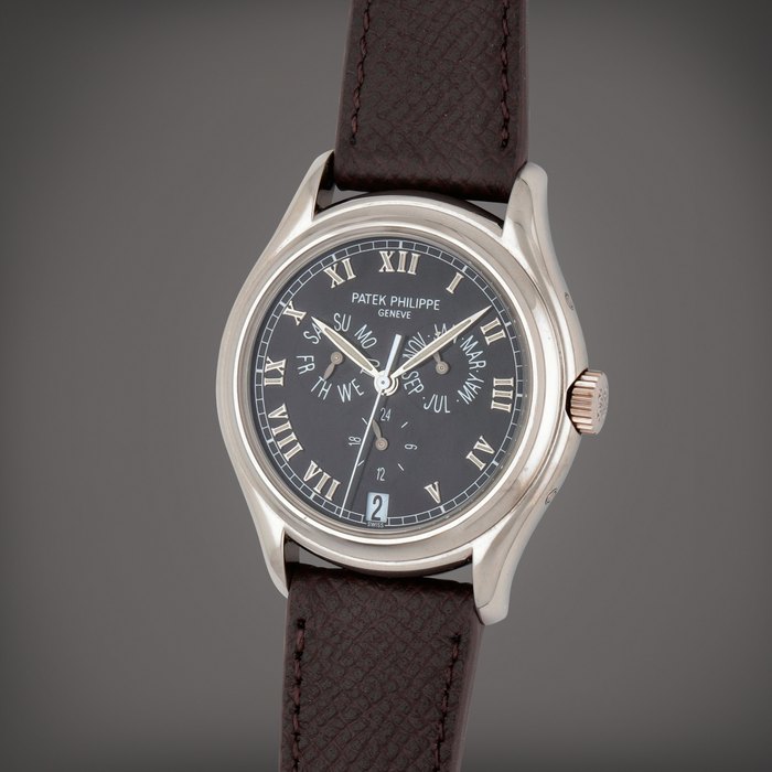 Patek Philippe Reference 5035G | A white gold annual calendar wristwatch with 24 hour indication | Circa 1999