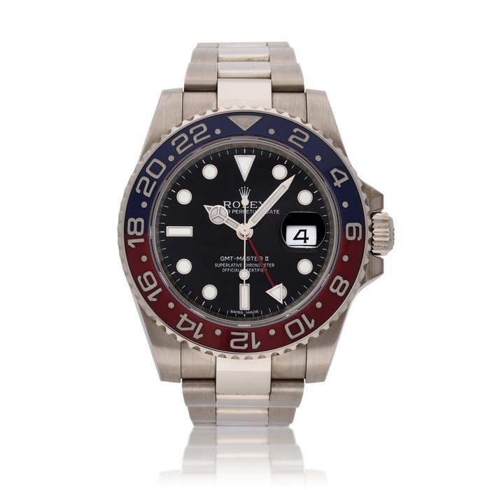 Rolex Reference 116719 GMT Master II 'Pepsi' | A white gold dual time zone wristwatch with date and bracelet, Circa 2017 · 116719