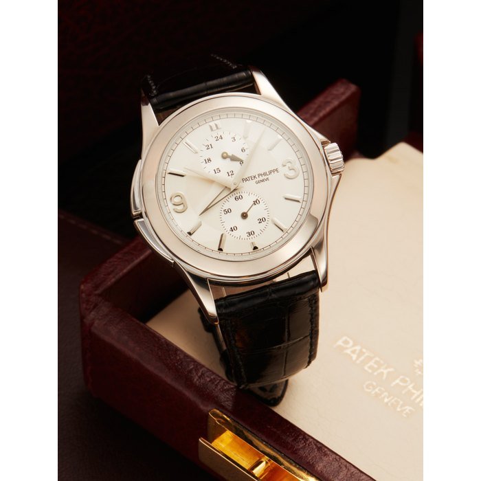 Patek Philippe Reference 5134 Calatrava Travel Time | A white gold dual time wristwatch with 24 hours indication, Circa 2005 · 5134