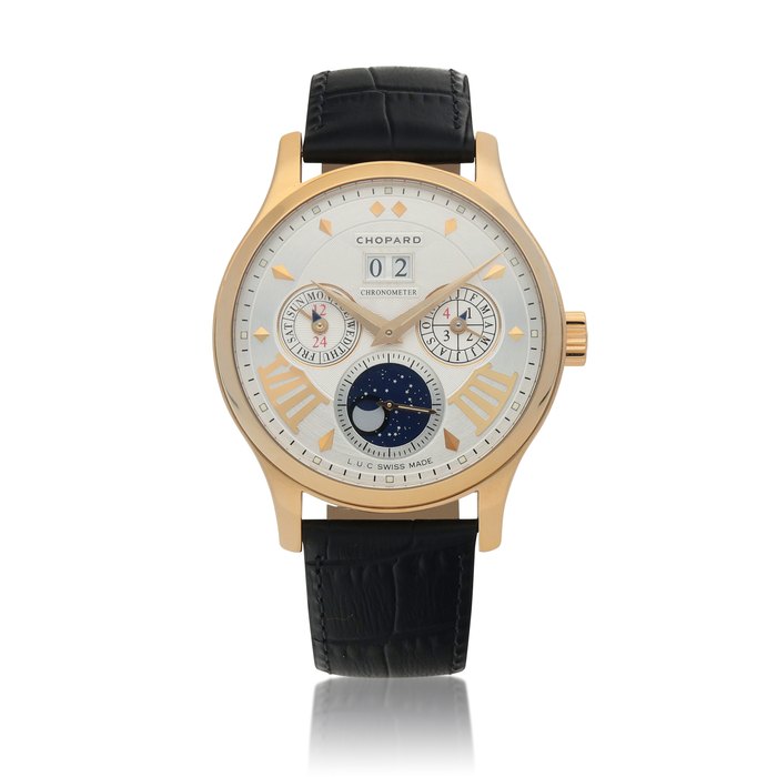Chopard L.U.C. Lunar One, Ref. 161894-5001  Limited edition pink gold perpetual calendar wristwatch with moon phases, digital date display, leap-year and 24-hour indication and  Circa 2012