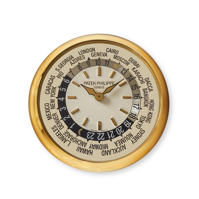 Patek Philippe/Inducta Large gilt brass world time wall clock Circa 2000