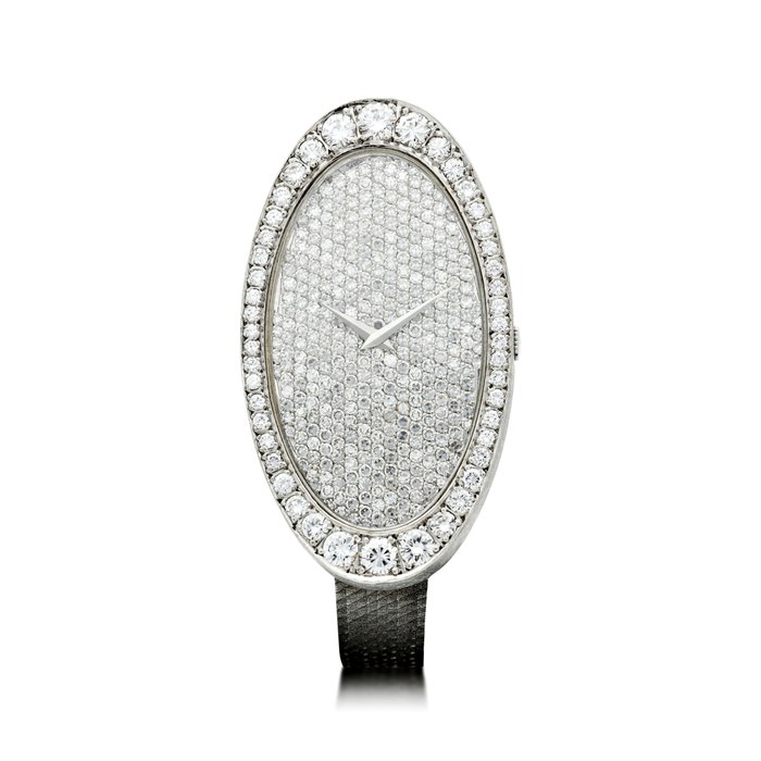 Chopard REFERENCE 5038 1 A WHITE GOLD AND DIAMOND-SET OVAL BRACELET WATCH, CIRCA 1970