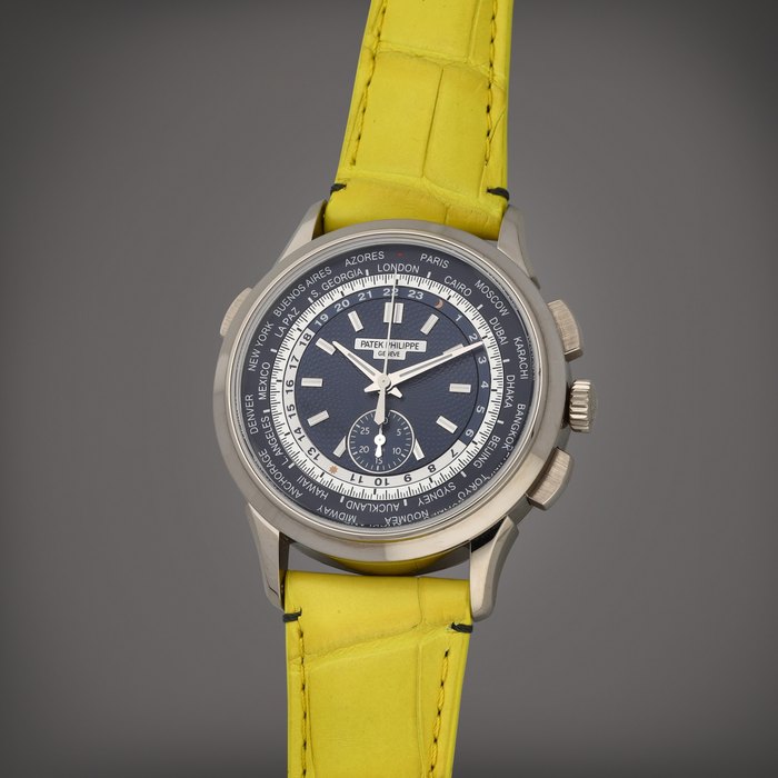 Patek Philippe Reference 5930G-010 | A white gold world time flyback chronograph wristwatch | Circa 2019