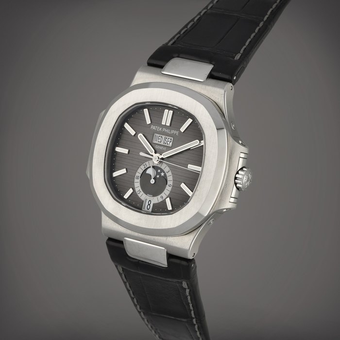 Patek Philippe Nautilus, Reference 5726A-001 | A stainless steel annual calendar wristwatch with moon phases | Circa 2021