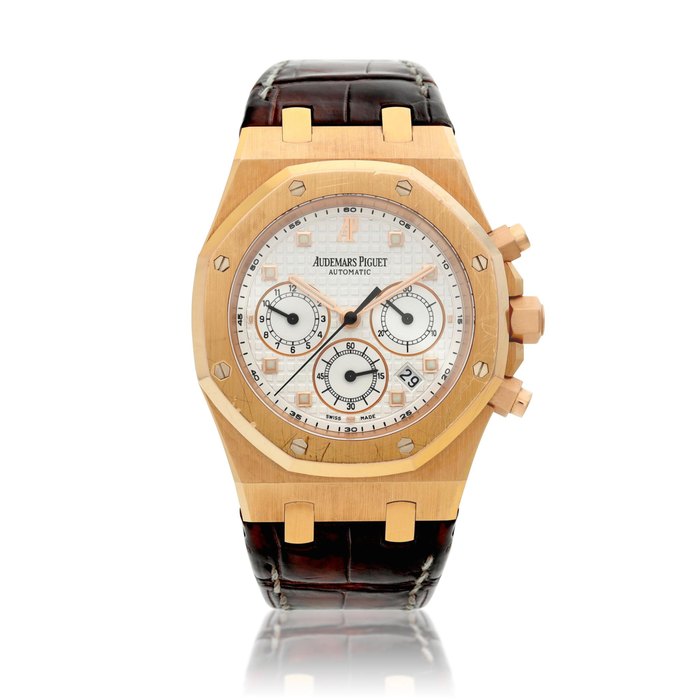 Audemars Piguet Reference 26022OR.OO.D088CR.01 Royal Oak, A pink gold chronograph wristwatch with date,  Circa 2006 · 26022OR.OO.D088CR.01