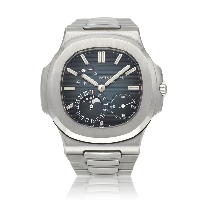 Patek Philippe Nautilus, Ref. 5712/1A-001 | A stainless steel bracelet watch with date, moon phases and power reserve indication | Circa 2011