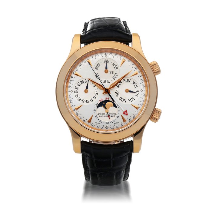 Jaeger-LeCoultre GRANDE MEMOVOX, REF 146.2.95 PINK GOLD PERPETUAL CALENDAR WRISTWATCH WITH ALARM, MOON PHASES, YEAR AND 24-HOUR INDICATION CIRCA 2005 · 146.2.95