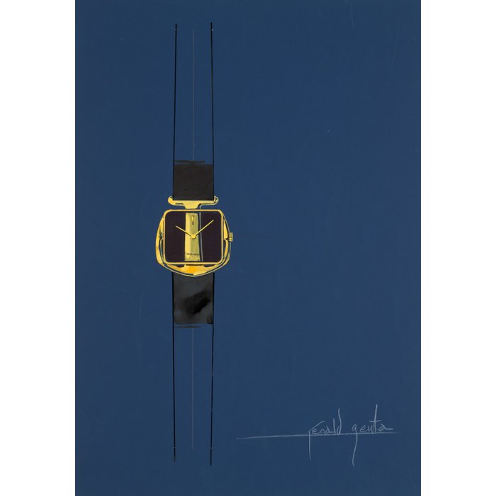 Gérald Genta An original prototype design for Hermès, painted by Gérald Genta, with accompanying NFT, Circa 1963 | 傑洛・尊達 一幅為愛馬仕製作的原型設計圖，由傑洛・尊達繪製並附帶 NFT 証書，約1963年製