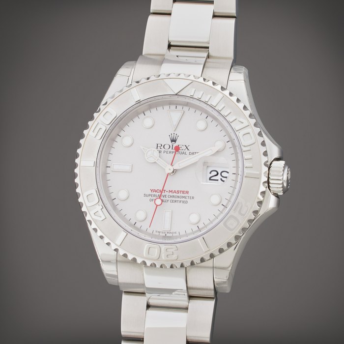 Rolex "New Old Stock" Reference 16622 Yachtmaster | A stainless steel and platinum automatic wristwatch with date and bracelet, Circa 2003