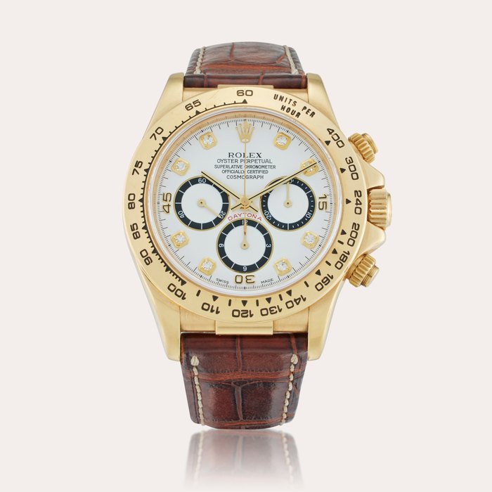Rolex Reference 16518 ‘Zenith Inverted 6’ Daytona | A yellow gold and diamond-set automatic chronograph wristwatch, Circa 1993