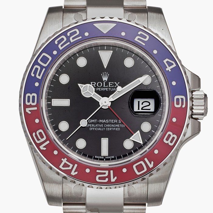 Rolex Reference 116719BLRO GMT-Master II 'Pepsi' | A white gold automatic dual time wristwatch with date and bracelet, Circa 2017