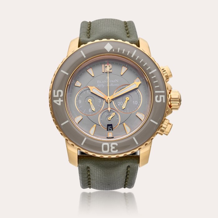 Blancpain Reference 5085F-3634 Fifty Fathoms | A pink gold automatic flyback chronograph wristwatch with date, Circa 2016