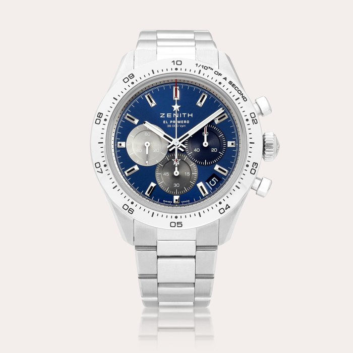 Zenith Chronomaster Sport, Reference 03.3114.3600/51.M3100 A stainless steel 1/10th of a second chronograph wristwatch with date and bracelet, Circa 2023 | 真力時 | CHRONOMASTER SPORT 型號03.3114.3600/51.M3100  | 精鋼十份一秒計時鏈帶腕錶，備日期顯示，約2023年製 · 03.3114.3600/51.M3100