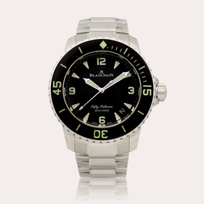 Blancpain Fifty Fathoms, Reference 5015 A titanium wristwatch with date and bracelet, Circa 2020 | 寶珀 | FIFTY FATHOMS 型號5015 |  鈦金屬鏈帶腕錶，備日期顯示，約2020年製 · 5015