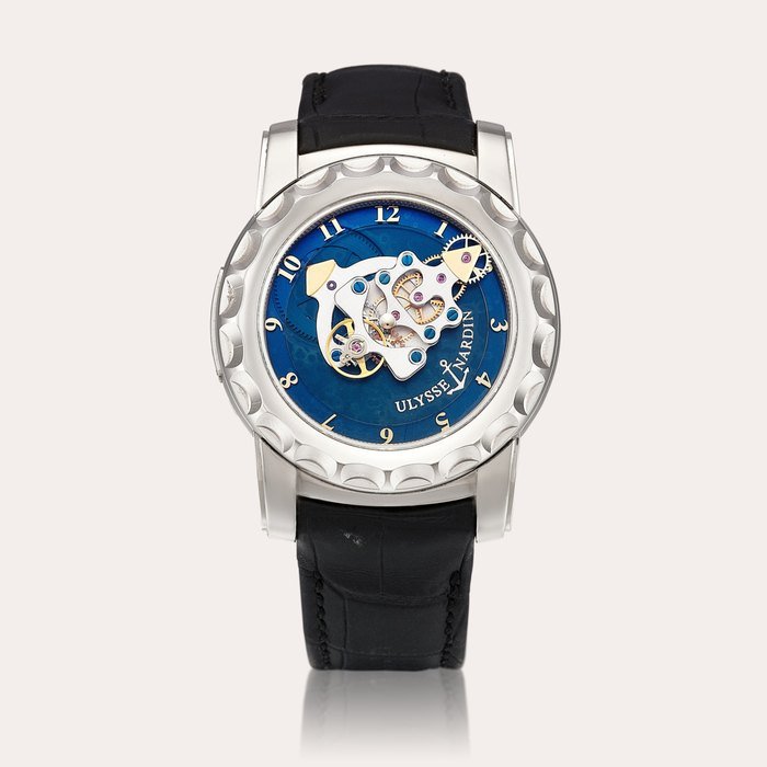 Ulysse Nardin Freak, Reference 010-88 | A white gold carrousel tourbillon wristwatch with dual direct escapement, Circa 2003 | 雅典 | Freak 型號  010-88 | 白金卡羅素陀飛輪腕錶，備雙擒縱系統， 約2003年製 · 010-88