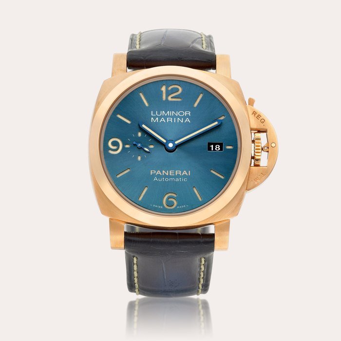 Panerai Luminor Marina, Reference PAM01114 | A pink gold wristwatch with date, Circa 2021 | 沛納海 | Luminor Marina 型號PAM01114 | 粉紅金腕錶，備日期顯示，約2021年製 · PAM01114