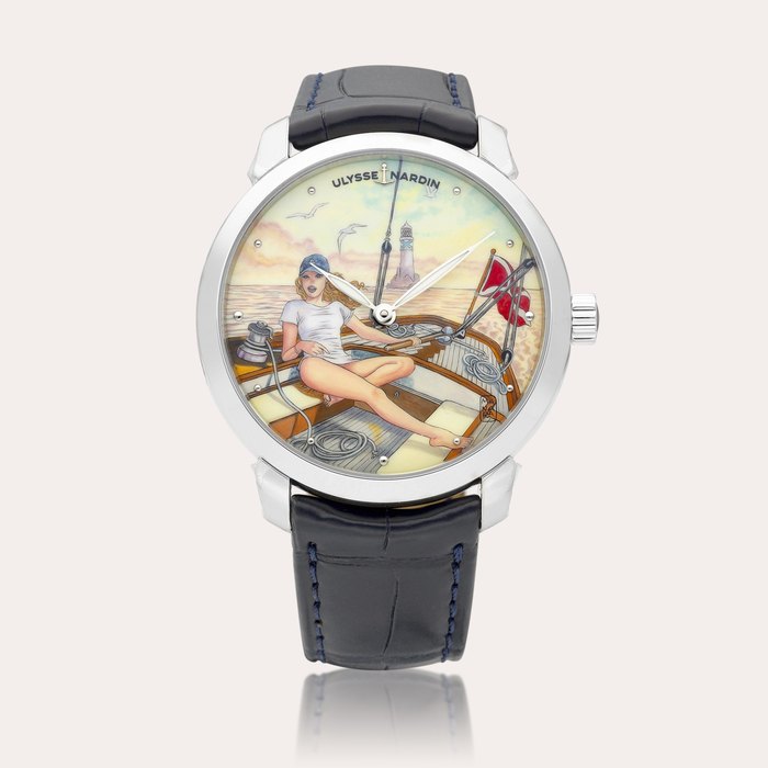 Ulysse Nardin Classico Manara Manufacture, Reference 3203-136LE-2/MANARA.02 | A limited edition stainless steel wristwatch with miniature painting, Circa 2022 | 雅典 | Classico Manara Manufacture 型號3203-136LE-2/MANARA.02 | 限量版精鋼腕錶，備迷你彩繪，約2022年製