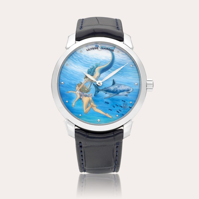 Ulysse Nardin Classico Manara Manufacture, Reference 3203-136LE-2/MANARA.05 | A limited edition stainless steel wristwatch with miniature painting, Circa 2022 | 雅典 | Classico Manara Manufacture 型號3203-136LE-2/MANARA.05 | 限量版精鋼腕錶，備迷你彩繪，約2022年製