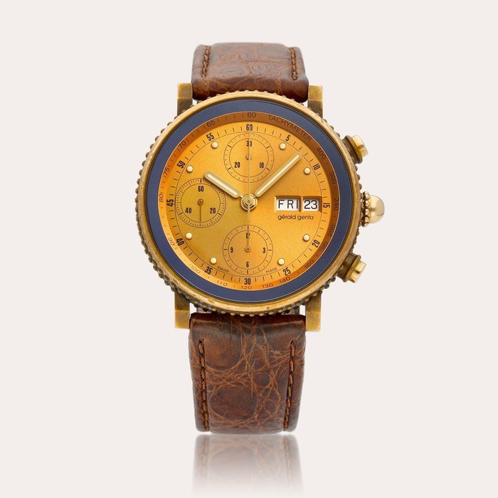 Gérald Genta Gefica Chrono, Reference G.3684 | A bronze chronograph wristwatch with day and date, Circa 2007 | Gefica Chrono 型號G.3684 | 青銅計時腕錶，備日期及星期顯示，約2007年製 · G.3684