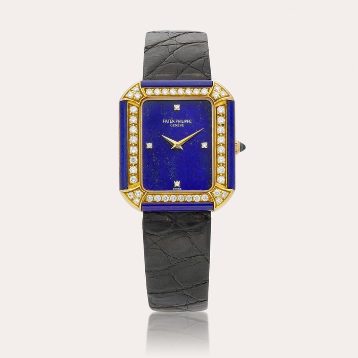 Patek Philippe Reference 4323 | A yellow gold, lapis lazuli and diamond-set wristwatch, Circa 1977 | 百達翡麗 | 型號4323 | 黃金， 青金石鑲鑽石腕錶，約1977年製, Price & Market Data