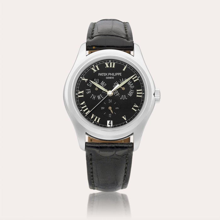 Patek Philippe Reference 5035 | A white gold annual calendar wristwatch with 24 hour indication, Circa 2005 | 百達翡麗 | 型號5035 | 白金年曆腕錶，備24小時顯示，約2005年製 · 5035