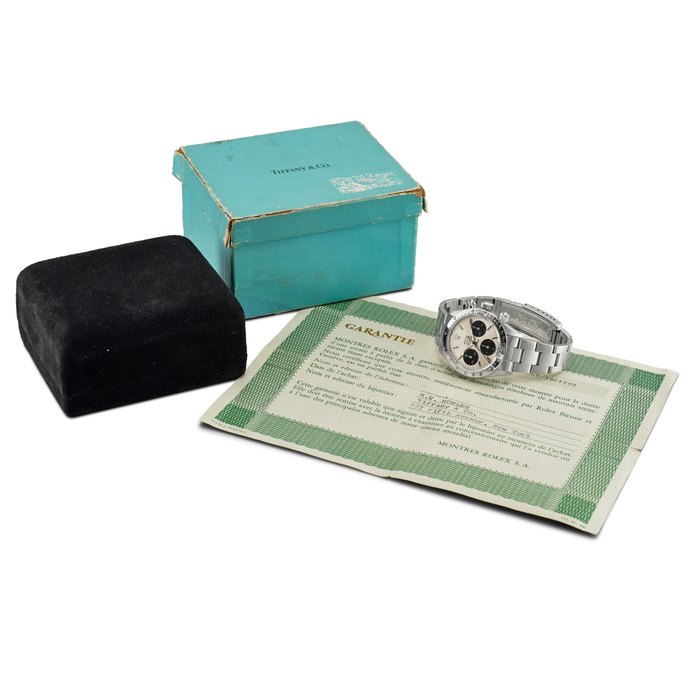 Rolex Cosmograph Daytona, Reference 6265 | A stainless steel chronograph wristwatch with bracelet, Retailed by Tiffany & Co., Circa 1975 | 勞力士 | Cosmograph Daytona  型號6265 | 精鋼計時鏈帶腕錶，由 Tiffany & Co. 發行，約1975年製 · 6265