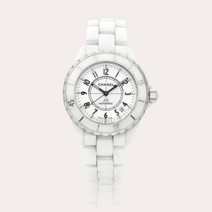 Chanel J12 | A white ceramic and stainless steel wristwatch with date and bracelet, Circa 2010 | 香奈兒 | J12  | 白色陶瓷及精鋼鏈帶腕錶，備日期顯示，約2010年製