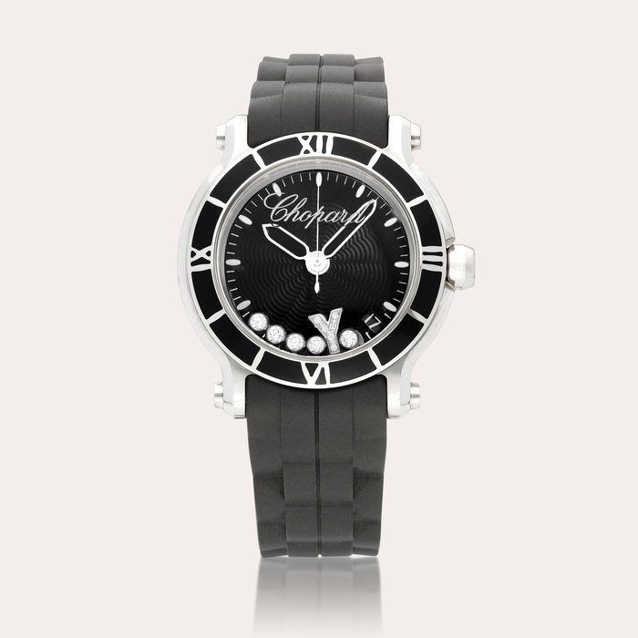 Chopard Happy Sport, Reference 278551-3002 | A stainless steel wristwatch with date and floating diamonds, Circa 2016 | 蕭邦 | Happy Sport 型號278551-3002 | 精鋼腕錶，備日期顯示及浮動鑽石，約2016年製 · 278551-3002