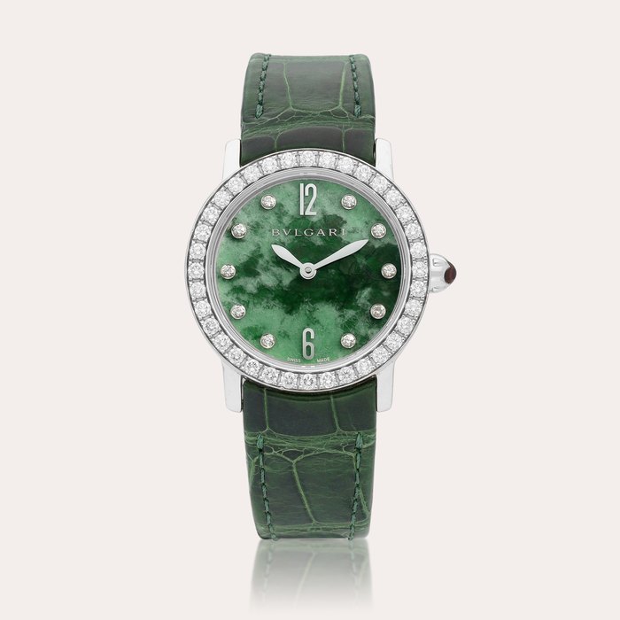 Bulgari Reference BBLW33G | A white gold and diamond-set wristwatch with jade dial, Circa 2019 | 寶格麗 | 型號BBLW33G | 白金鑲鑽石腕錶，備玉石錶盤，約2019年製 · BBLW33G