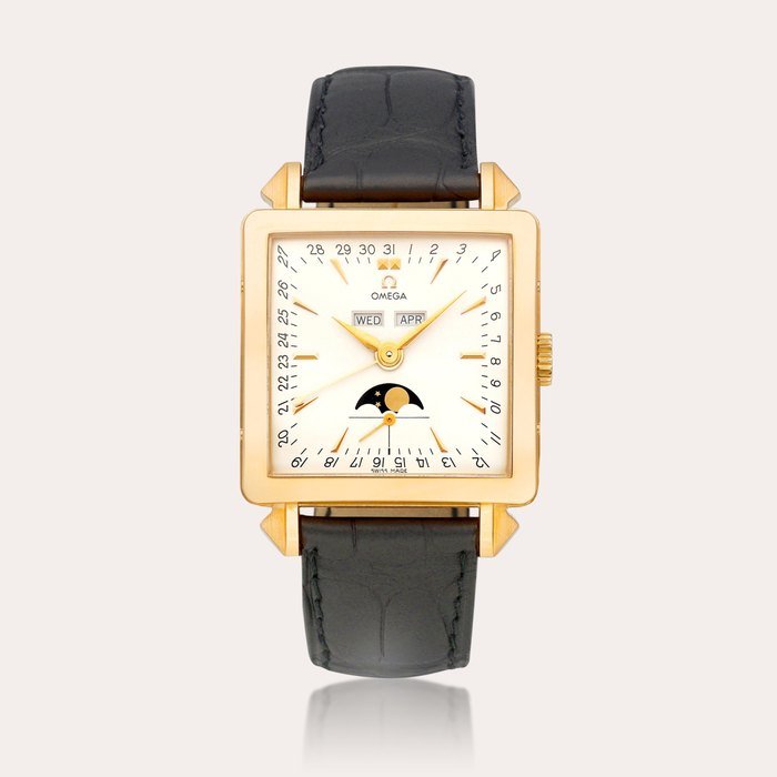 Omega Museum Collection No. 2 “Cosmic”, Reference 5756.30.01 | A pink gold triple calendar wristwatch, with moon phases, Circa 1998 | 歐米茄 | Museum Collection No. 2 “Cosmic” | 型號5756.30.01 | 粉紅金全日曆腕錶，備月相顯示，約1998年製 · 5756.30.01