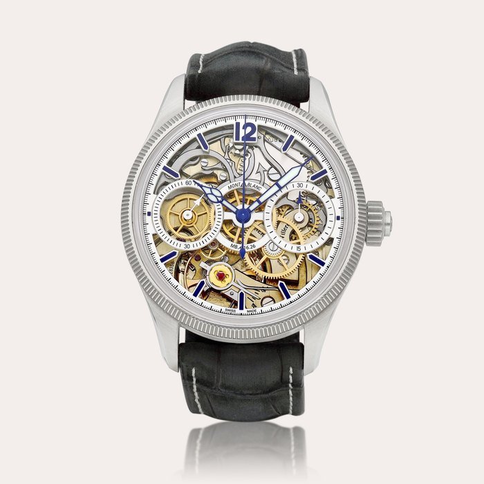Montblanc 1858 “The Unveiled Secret” Minerva Monopusher, Reference 129613 | A limited edition stainless steel semi-skeletonised single button chronograph wristwatch, Circa 2022 | 萬寶龍 | 1858 “The Unveiled Secret” Minerva Monopusher 型號129613 | 限量版精鋼半鏤空單按鈕計時腕錶，約2022年製 · 129613