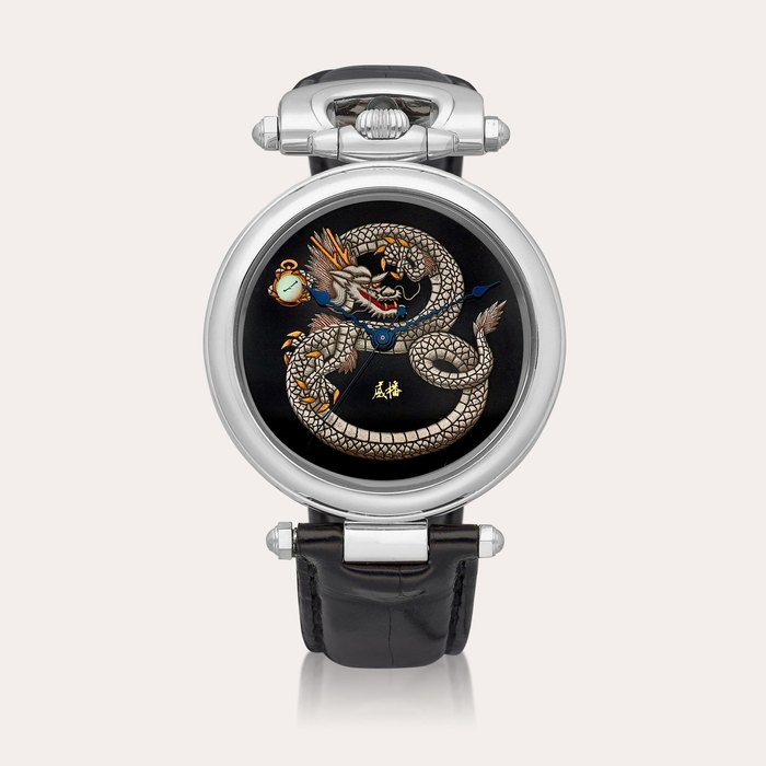 Bovet Fleurier, Reference D814 | A white gold wristwatch with Japanese Urushi dial, Circa 2007 | 播威 | Fleurier 型號D814 | 白金腕錶，備日式漆繪錶盤，約2007年製 · D814