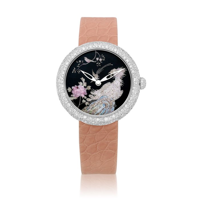 Chanel Mademoiselle Privé Coromandel La Puissance du Phoenix | A unique white gold and diamond-set wristwatch with polychrome enamel dial depicting a phoenix, Circa 2017 | 香奈兒 | Mademoiselle Privé Coromandel La Puissance du Phoenix | 獨一無二白金鑲鑽石腕錶，備多彩琺瑯鳳凰錶盤，約2017年製