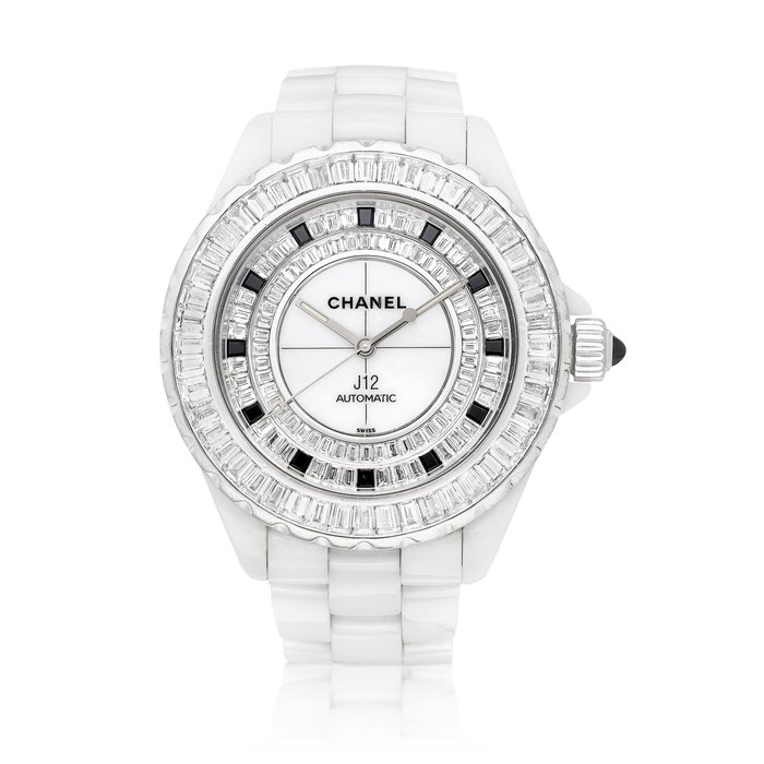Chanel J12, Reference H2030 | A ceramic, diamond and onyx-set wristwatch with bracelet, Circa 2011 | 香奈兒 | J12 型號H2030 | 陶瓷鑲鑽石及瑪瑙鏈帶腕錶，約2011年製 · H2030