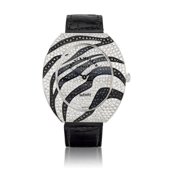 Franck Muller Infinity Safari, Reference 3640 QZ SAFARI D CD | A white gold, diamond and black diamond-set wristwatch, Circa 2009 | Infinity Safari 型號3640 QZ SAFARI D CD | 白金鑲鑽石及黑鑽腕錶，約2009年製