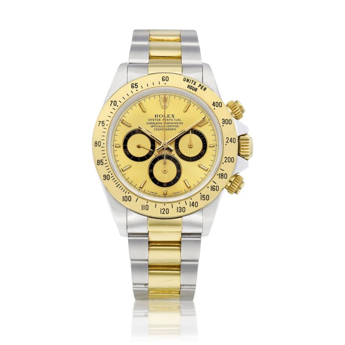 Rolex Cosmograph Daytona, Reference 16523 | A yellow gold and stainless steel chronograph wristwatch with bracelet, Circa 1998 | 勞力士 | Cosmograph Daytona 型號16523 | 黃金及精鋼計時鏈帶腕錶，約1998年製 · 16523