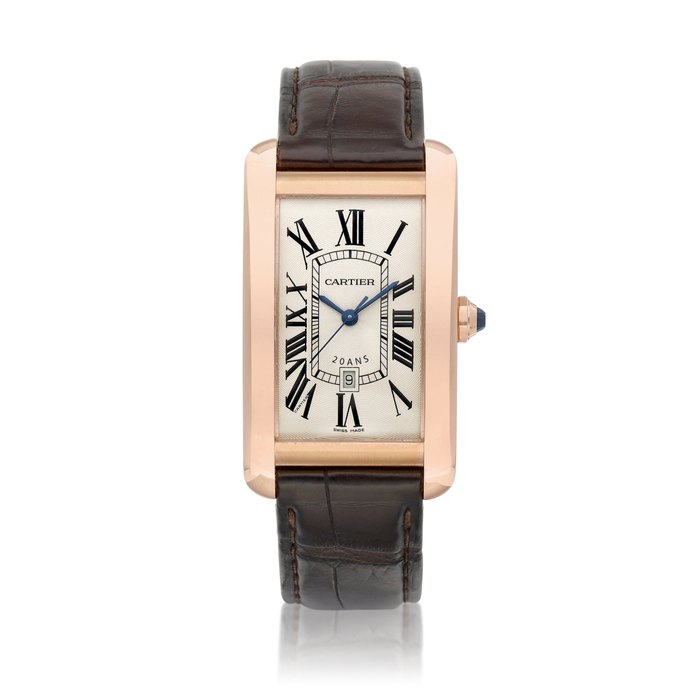 Cartier Tank Américaine, Reference 2505 | A pink gold wristwatch with date, Circa 2015 | 卡地亞 | Tank Américaine 型號2505 | 粉紅金腕錶，備日期顯示，約2015年製
