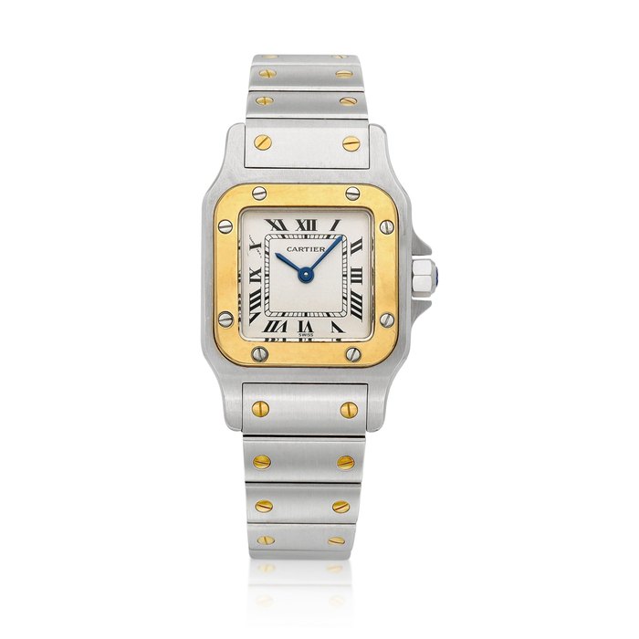 Cartier Santos, Reference 26415 | A yellow gold and stainless steel wristwatch with bracelet, Circa 1990 | 卡地亞 | Santos 型號26415 | 黃金及精鋼鏈帶腕錶，約1990年製