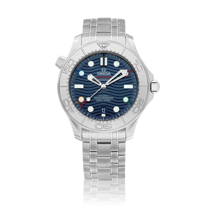 Omega Seamaster Diver 300m, Reference 522.30.42.20.03.001 | A stainless steel wristwatch with date and bracelet, Made to commemorate the Beijing Olympic Winter Games 2022, Circa 2021 | 歐米茄 | 海馬系列 Diver 300米 型號522.30.42.20.03.001 | 精鋼鏈帶腕錶，備日期顯示，為紀念北京冬季奧運會2022而製，約2021年製
